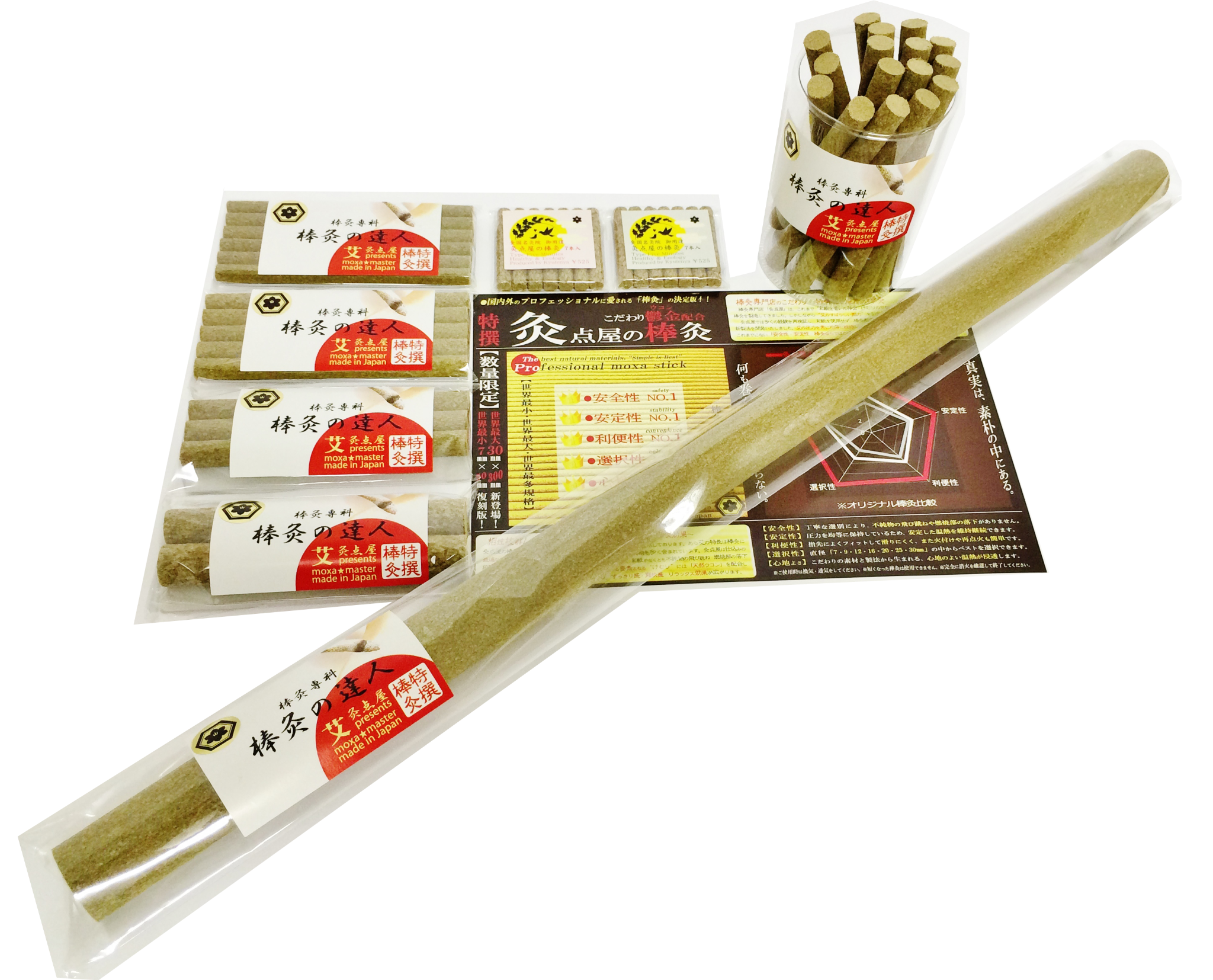 灸点屋の棒灸 商品ラインアップ